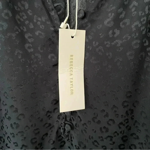 NWT Rebecca Taylor Silk Longsleeve Cheetah Jacquard Top size 0 - Picture 6 of 11